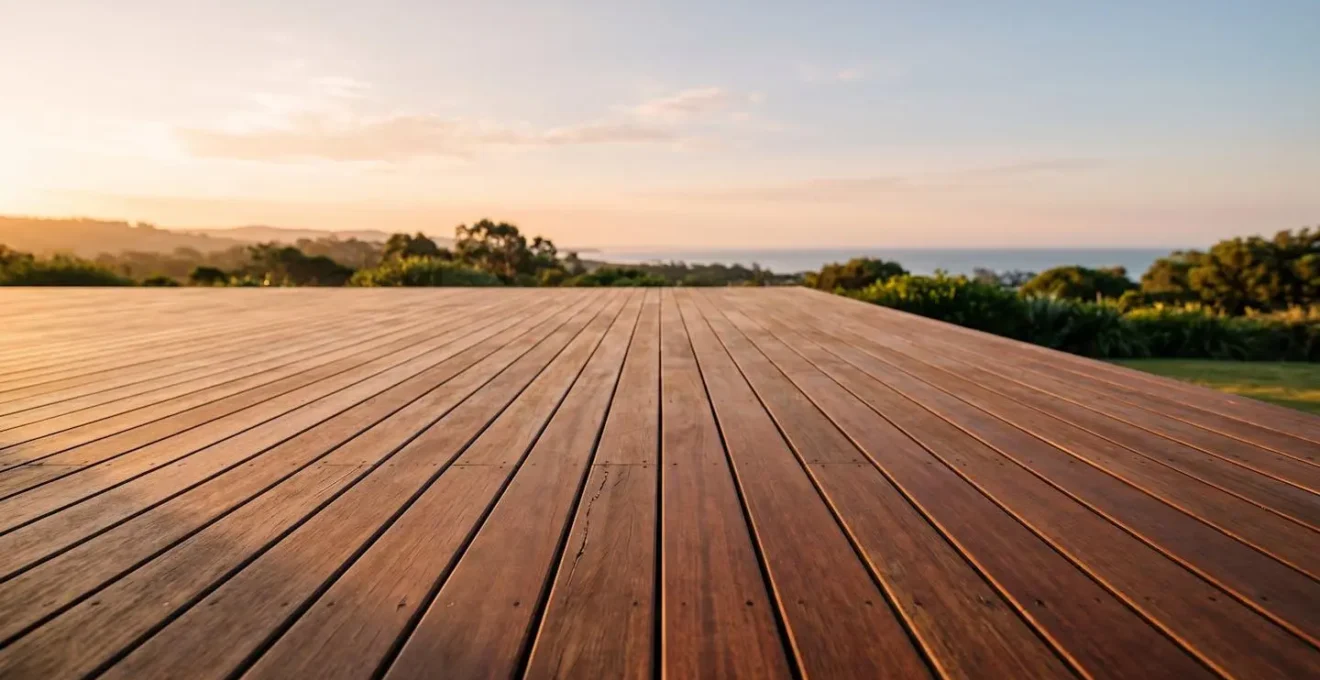 Tarima de madera tropical para exterior en terraza moderna