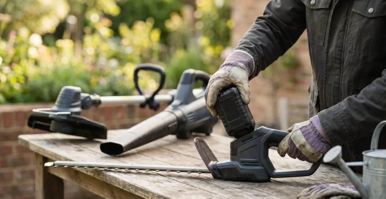 Sistema de baterías intercambiables entre diferentes herramientas de jardín eléctricas
