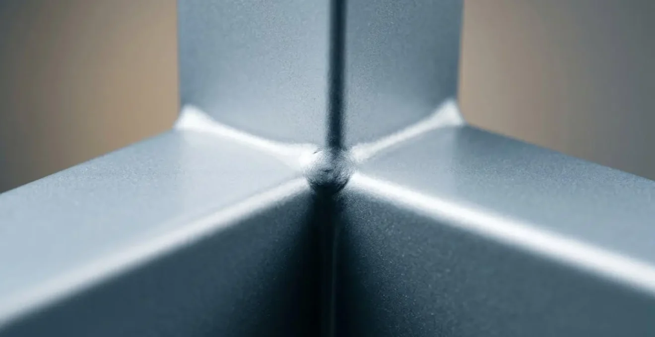 Detalle macro de la capa de óxido de aluminio transparente que protege el metal subyacente